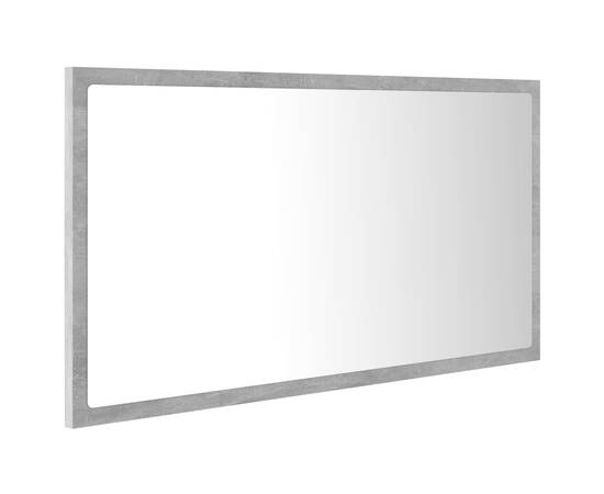 Oglindă de baie cu led, gri beton, 80x8,5x37 cm, pal, 6 image