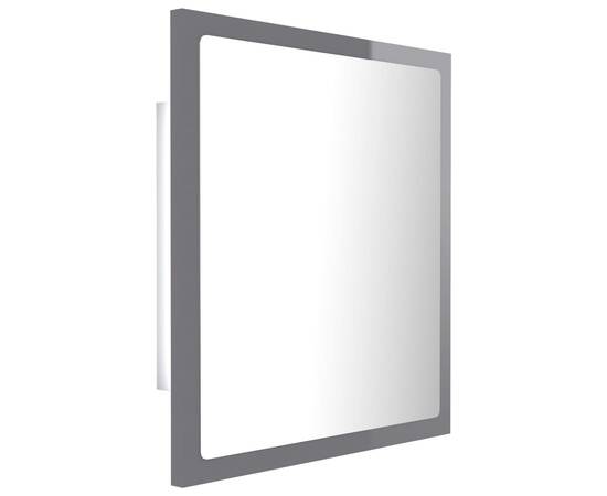 Oglindă de baie cu led, gri extralucios, 40x8,5x37 cm, pal, 8 image