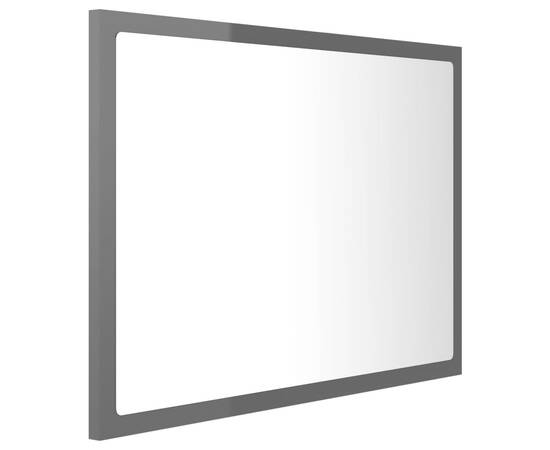 Oglindă de baie cu led, gri extralucios, 60x8,5x37 cm, pal, 8 image