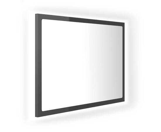 Oglindă de baie cu led, gri extralucios, 60x8,5x37 cm, pal, 2 image