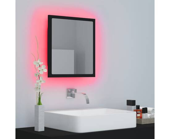 Oglindă de baie cu led, negru, 40x8,5x37 cm, pal, 4 image