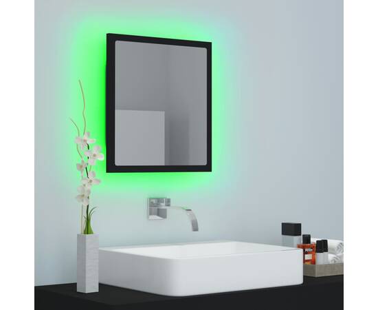 Oglindă de baie cu led, negru, 40x8,5x37 cm, pal, 3 image