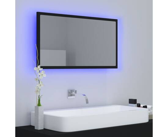 Oglindă de baie cu led, negru, 80x8,5x37 cm, pal, 3 image