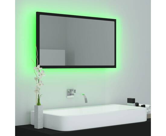 Oglindă de baie cu led, negru, 80x8,5x37 cm, pal, 4 image