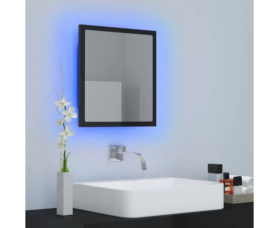 Oglindă de baie cu led, negru extralucios, 40x8,5x37 cm, pal, 4 image