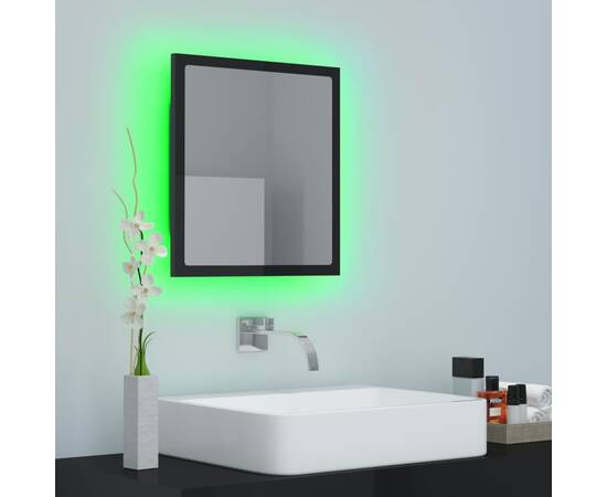 Oglindă de baie cu led, negru extralucios, 40x8,5x37 cm, pal, 5 image