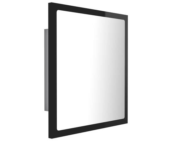 Oglindă de baie cu led, negru extralucios, 40x8,5x37 cm, pal, 8 image