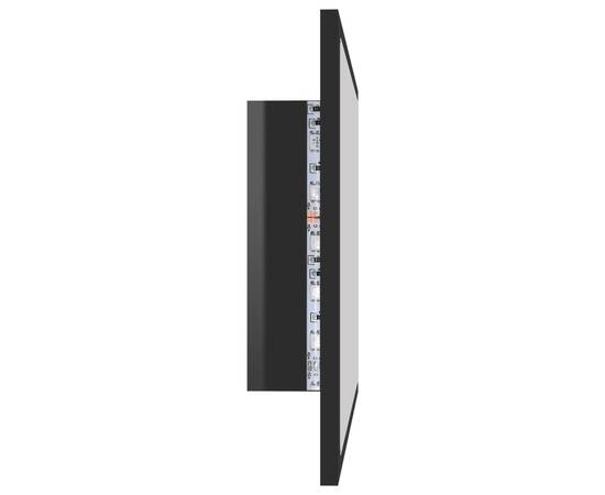 Oglindă de baie cu led, negru extralucios, 60x8,5x37 cm, pal, 8 image