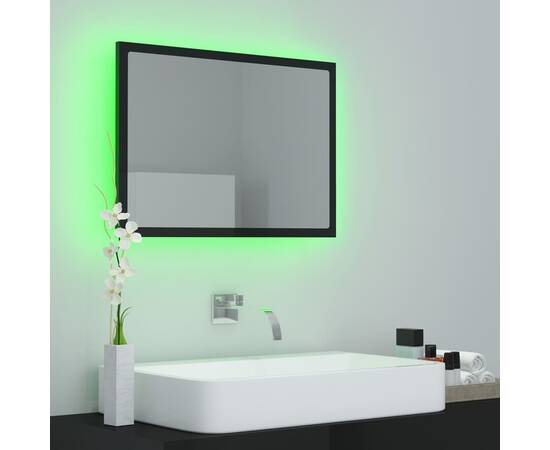 Oglindă de baie cu led, negru extralucios, 60x8,5x37 cm, pal, 4 image