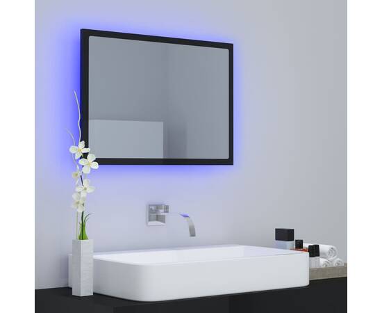 Oglindă de baie cu led, negru extralucios, 60x8,5x37 cm, pal, 3 image