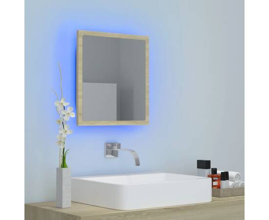 Oglindă de baie cu led, stejar sonoma, 40x8,5x37 cm, pal, 3 image