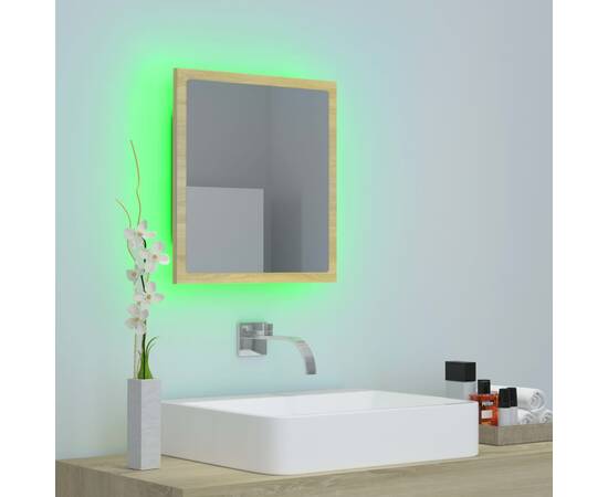 Oglindă de baie cu led, stejar sonoma, 40x8,5x37 cm, pal, 4 image