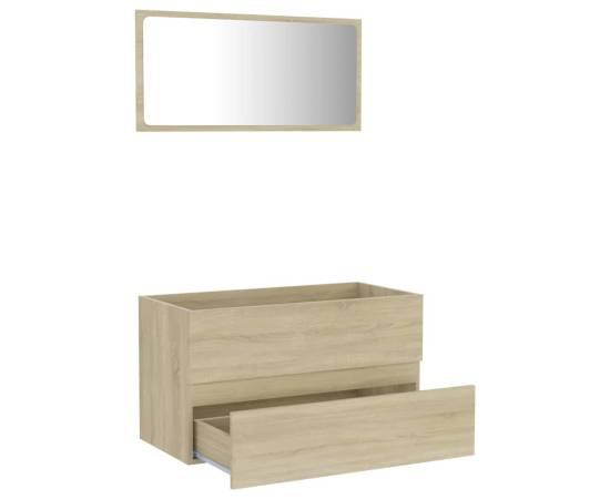 Set mobilier baie, 2 piese, stejar sonoma, pal, 5 image