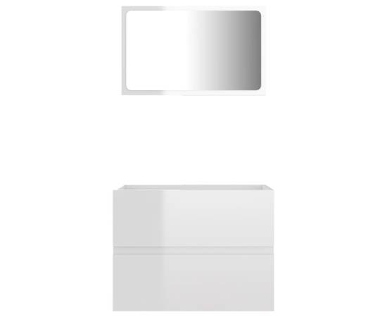 Set mobilier de baie, 2 piese, alb extralucios, pal, 6 image