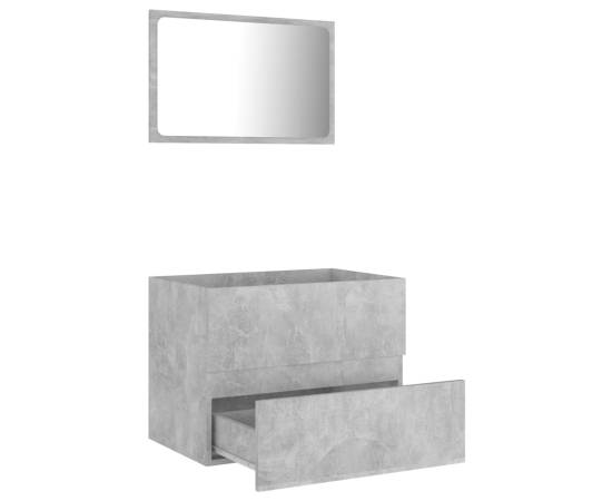 Set mobilier de baie, 2 piese, gri beton, pal, 7 image