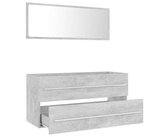 Set mobilier de baie, 2 piese, gri beton, pal, 5 image