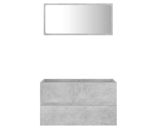 Set mobilier de baie, 2 piese, gri beton, pal, 6 image