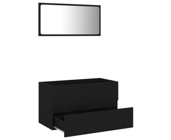 Set mobilier de baie, 2 piese, negru, pal, 5 image