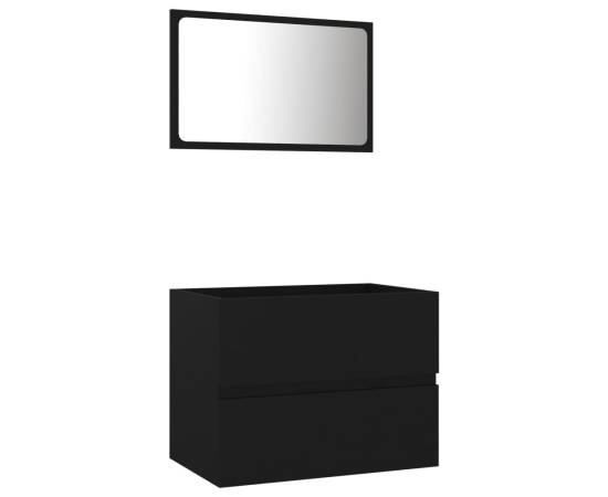 Set mobilier de baie, 2 piese, negru, pal, 2 image