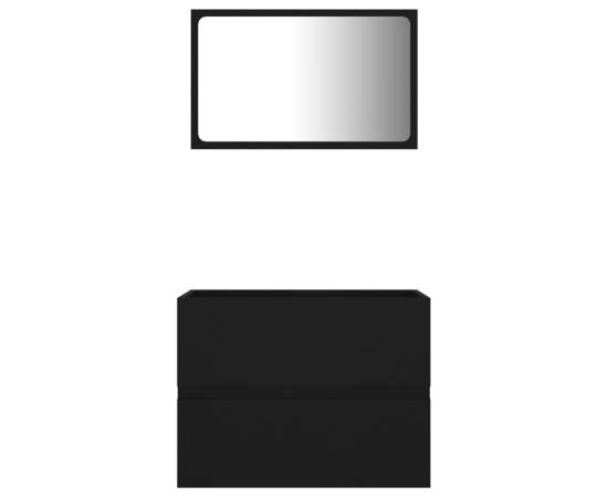 Set mobilier de baie, 2 piese, negru, pal, 7 image