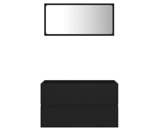Set mobilier de baie, 2 piese, negru, pal, 6 image