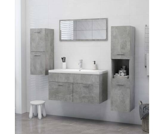 Dulap de baie, gri beton, 30 x 30 x 130 cm, pal, 5 image