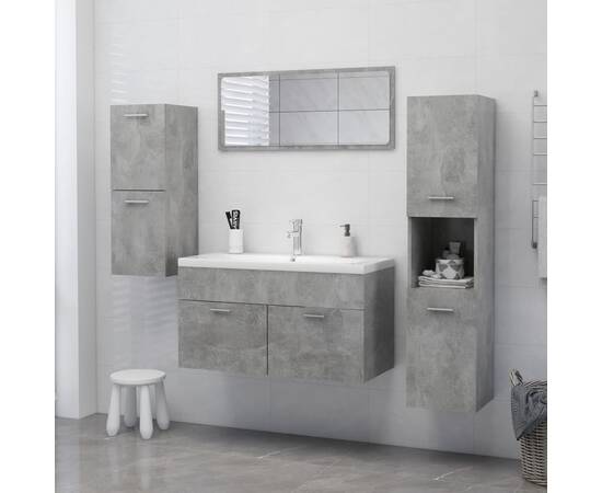 Dulap de baie, gri beton, 30x30x80 cm, pal, 5 image
