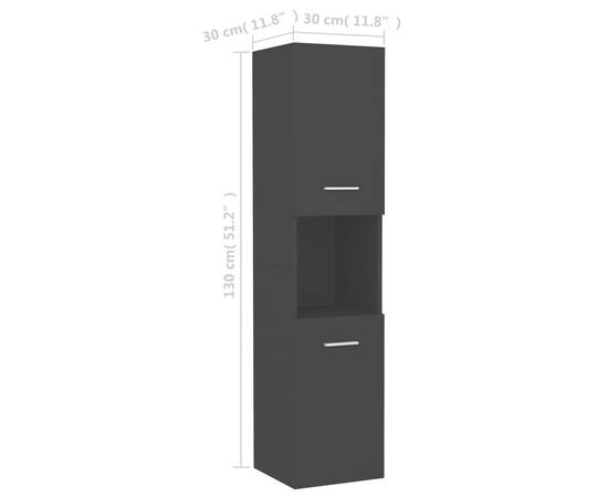 Dulap de baie, negru, 30x30x130 cm, pal, 10 image