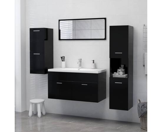 Dulap de baie, negru, 30x30x130 cm, pal, 5 image