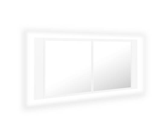 Dulap de baie cu oglindă și led, alb, 100x12x45 cm, 2 image