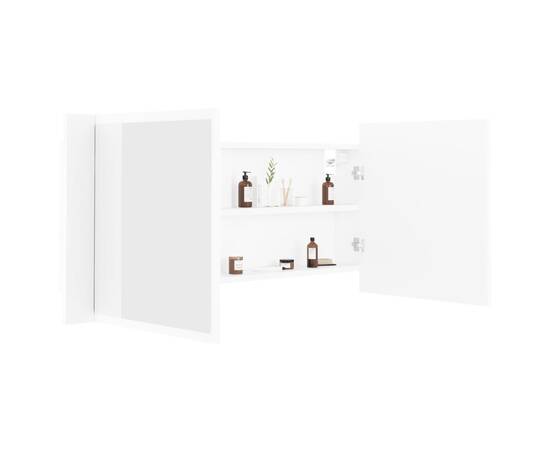 Dulap de baie cu oglindă și led, alb, 100x12x45 cm, 3 image