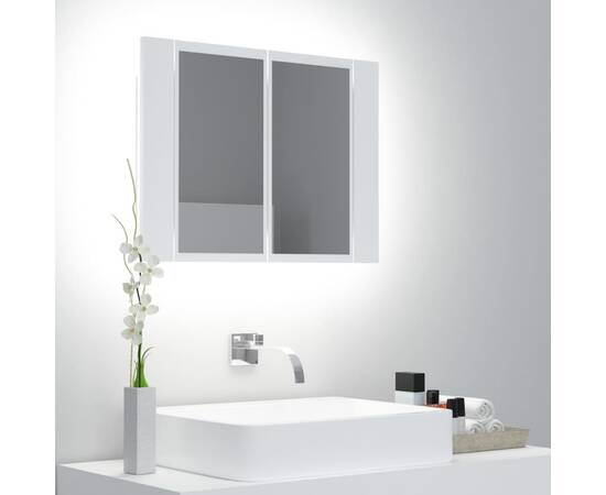 Dulap de baie cu oglindă și led, alb, 60x12x45 cm