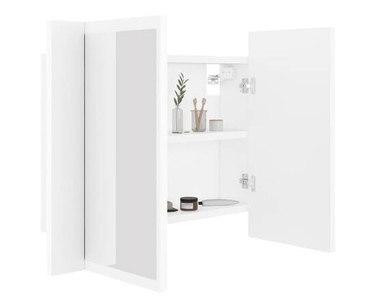 Dulap de baie cu oglindă și led, alb, 60x12x45 cm, 7 image