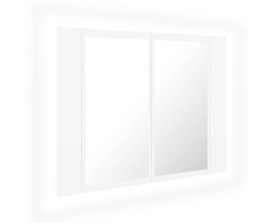 Dulap de baie cu oglindă și led, alb, 60x12x45 cm, 2 image