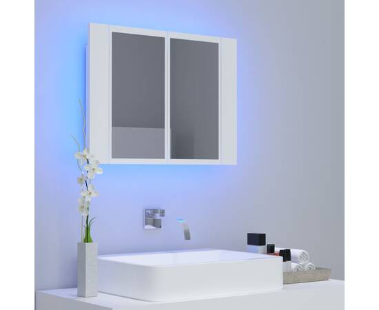 Dulap de baie cu oglindă și led, alb, 60x12x45 cm, 3 image