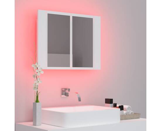 Dulap de baie cu oglindă și led, alb, 60x12x45 cm, 5 image