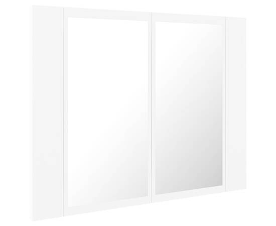 Dulap de baie cu oglindă și led, alb, 60x12x45 cm, 8 image