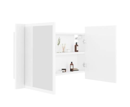Dulap de baie cu oglindă și led, alb, 80x12x45 cm, 7 image