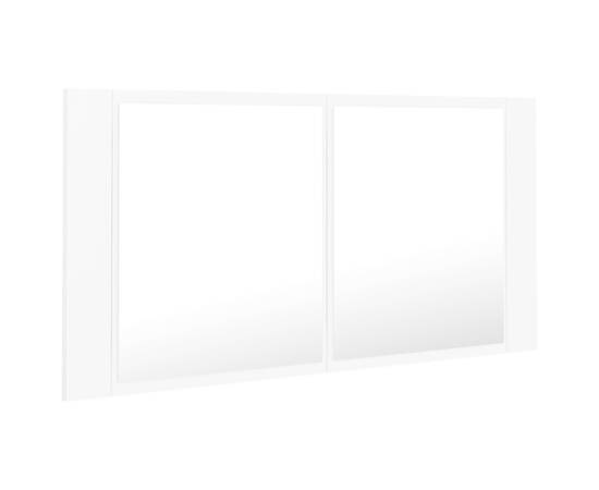 Dulap de baie cu oglindă și led, alb, 90x12x45 cm, 8 image