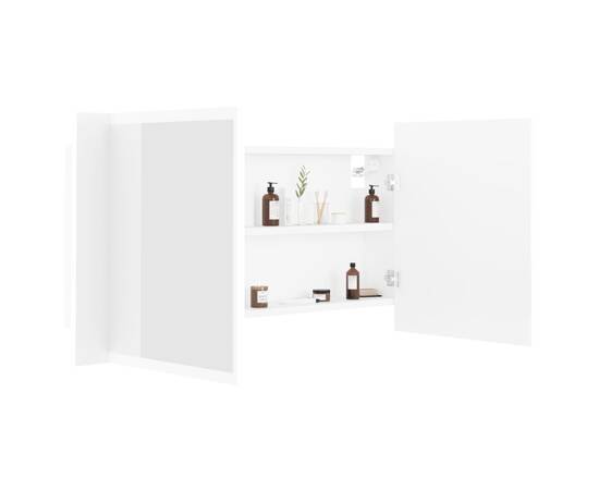 Dulap de baie cu oglindă și led, alb, 90x12x45 cm, 7 image