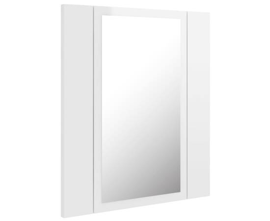 Dulap de baie cu oglindă și led, alb extralucios, 40x12x45 cm, 8 image