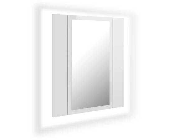 Dulap de baie cu oglindă și led, alb extralucios, 40x12x45 cm, 2 image