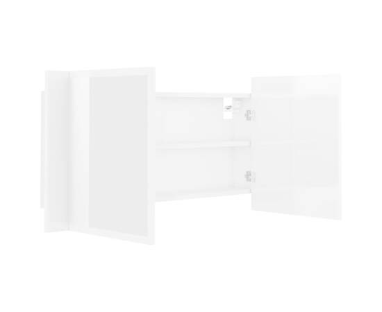 Dulap de baie cu oglindă și led, alb extralucios, 90x12x45 cm, 11 image