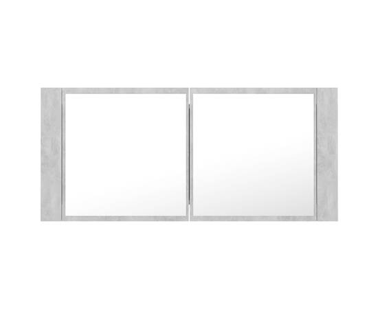 Dulap de baie cu oglindă și led, gri beton, 100x12x45 cm, 9 image