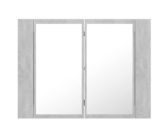 Dulap de baie cu oglindă și led, gri beton, 60x12x45 cm, 9 image