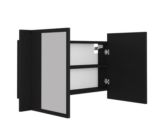 Dulap de baie cu oglindă și led, negru, 80x12x45 cm, 11 image