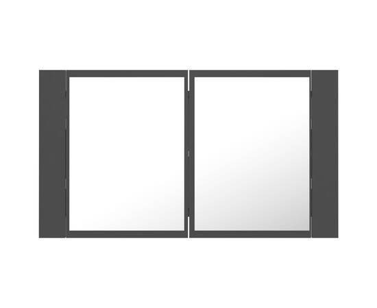 Dulap de baie cu oglindă și led, negru, 80x12x45 cm, 9 image