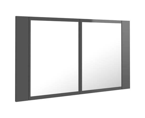 Dulap de baie cu oglindă și led, negru extralucios, 80x12x45 cm, 8 image