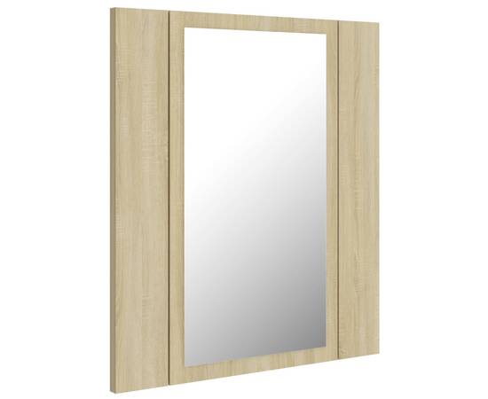 Dulap de baie cu oglindă și led, stejar sonoma, 40x12x45 cm, 8 image