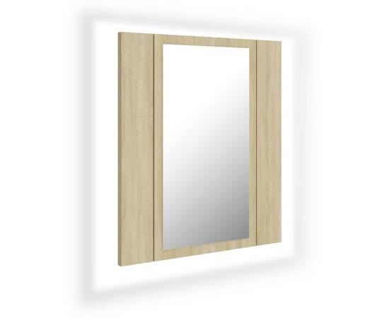 Dulap de baie cu oglindă și led, stejar sonoma, 40x12x45 cm, 2 image